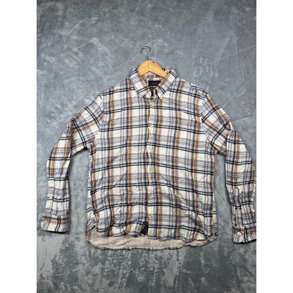 Jachs New York Shirt Mens Medium Short Multicolor Plaid Long Sleeve Button Down